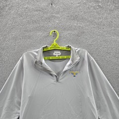 Peter Millar Men Sweatshirt M Light Gray Embroidered Airplane Logo Quarter Zip