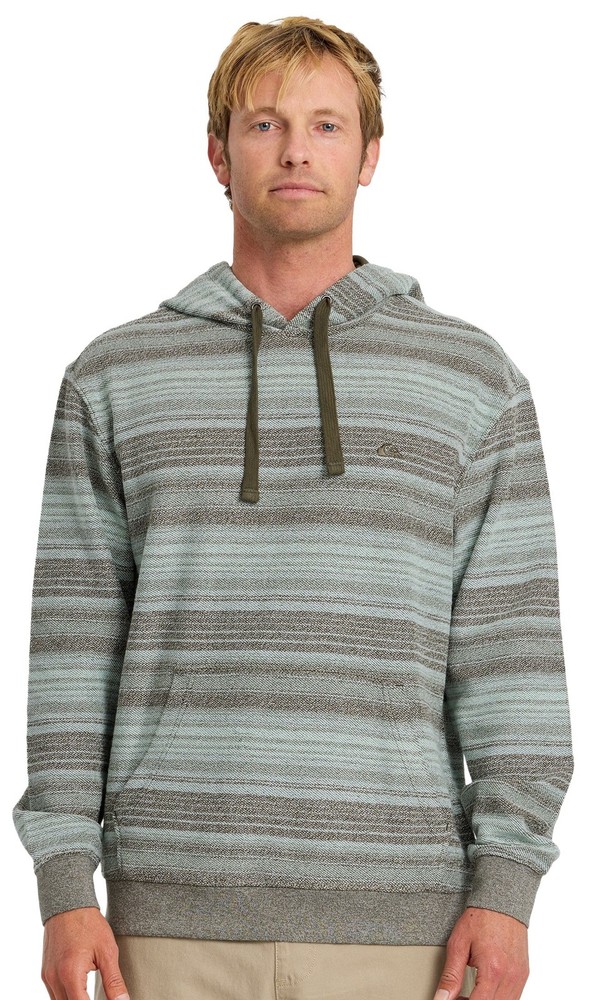 Quiksilver Great Otway Yarn-Dyed Stripe Men’s Pullover Hoodie – Grape Leaf – New