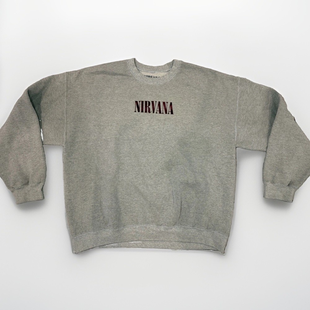 Nirvana Sweatshirt Large Gray In Utero Graphic Crewneck Band Tee Pullover Mens L