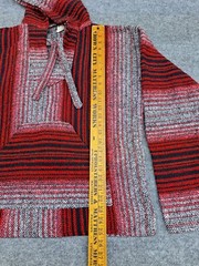 Molina Unisex Baja Surfer Red/Black/White Mexican Poncho Hoodie Size L 42/44
