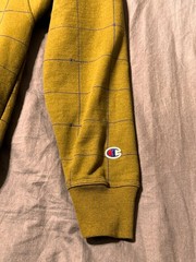 Champion Hoodie Mens M Olive Green Grid Pullover Sweatshirt Purple Trim Logo