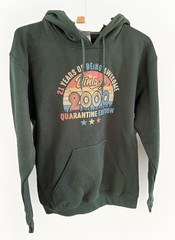 Gildan Heavy Blend Hoodie Forest Green “Vintage 2000 Quarantine Edition” Size S