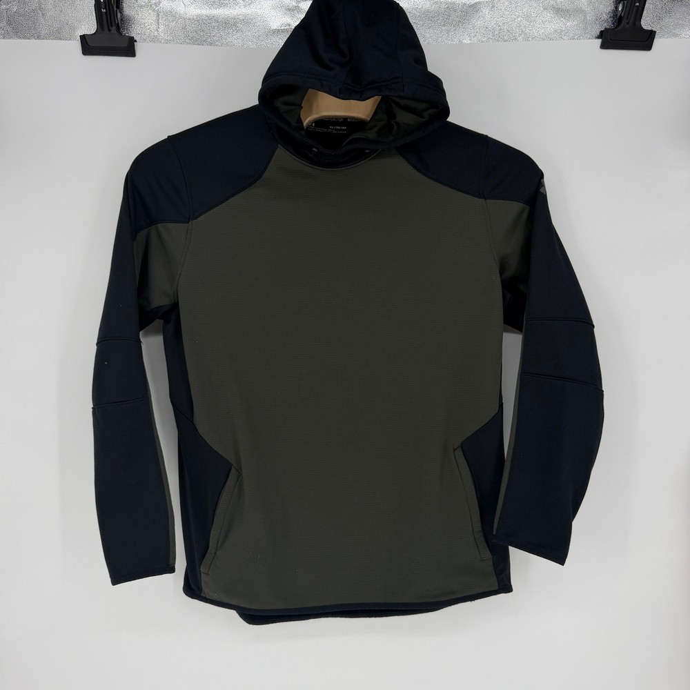 Under Armour ColdGear Reactor Hoodie Mens XL Olive Green Black Pullover Fleece