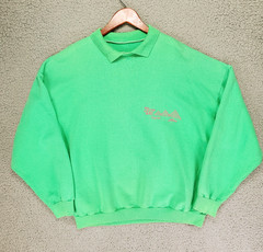 VTG 90s Souvenir Egypt Pyramids Graphic Polo Sweatshirt Mens XL Green Terry Boxy