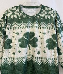 Men’s St Patrick’s Shamrock Sweater Look Microfiber Pullover Sweatshirt XXL