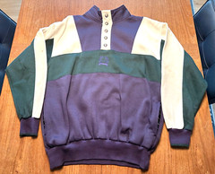 CHRISTIAN DIOR Vintage CD Pullover Men’s L 90’s Purple Green White w/Pockets GUC