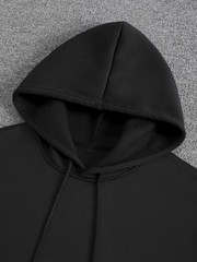 Colorful Wavy Line Graphic Black Hoodie Unisex Abstract Pullover Sweatshirt