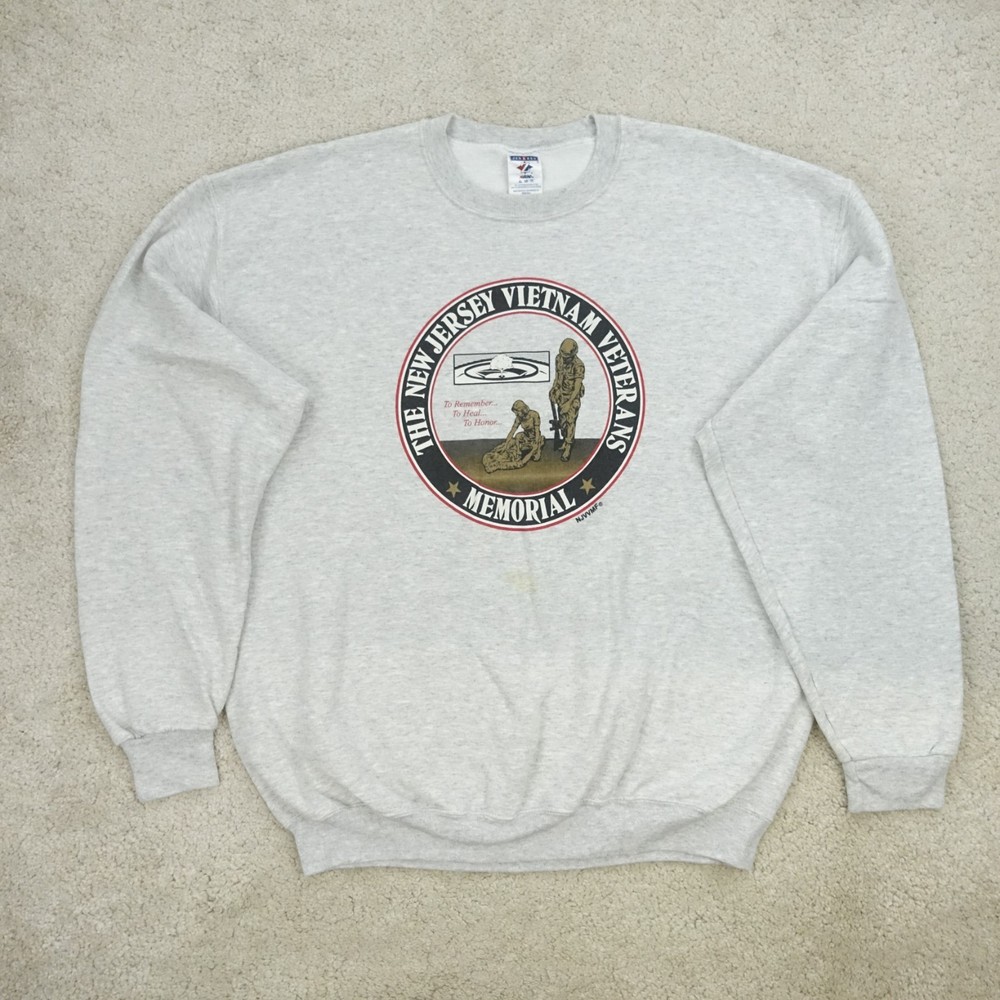 Jerzees Sweatshirt Mens Extra Large Grey Vietnam Veterans Memorial Graphics 90s