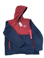 HURLEY Men’s Sherpa Anorak Half Zip Pullover Hoodie, Size Large XL, Obsidian