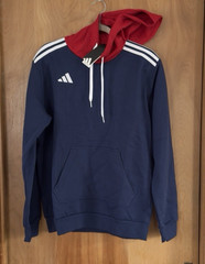 Adidas Men’s Custom Colorblock Navy Blue Red White Sweatshirt Hoodie Size M NWT