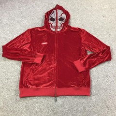 Guapi Hoodie Mens XL Red Velvet Skull Rhinestone Full Zip Limited Edition Jacket