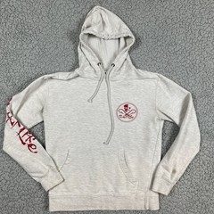 Salt life Hoodie Mens Small Gray Skull & Hooks Fishing Logo Drawstring *Flaw