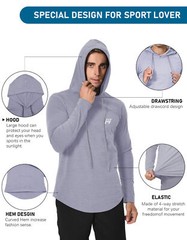 Men Dry Fit Athletic Shirt Workout Running Long Sleeve Shirts with Hoods Hoodie