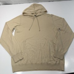 J Lindeberg Pullover Mens Large Khaki Beige 100% Wool Merino Hoodie Golf