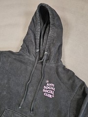 Anti Social Social Club “Coral Crush” Black Hoodie Sweatshirt Faded Size Medium