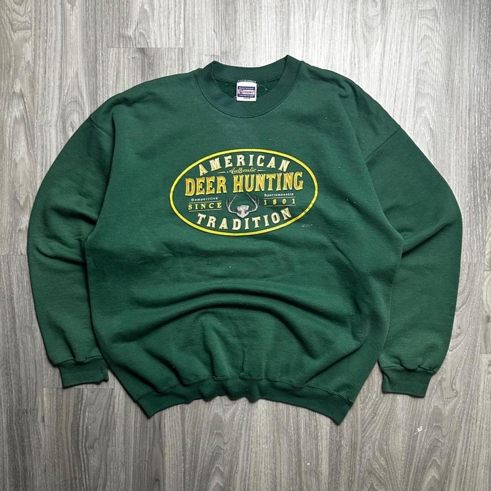 Large Vintage Hanes 90s American Deer Hunting Tradition Crewneck Sweatshirt