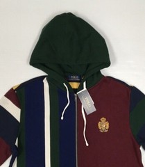 Polo Ralph Lauren VTG Gold Cookie Crest Colorblock Full Zip Fleece Hoodie Jacket