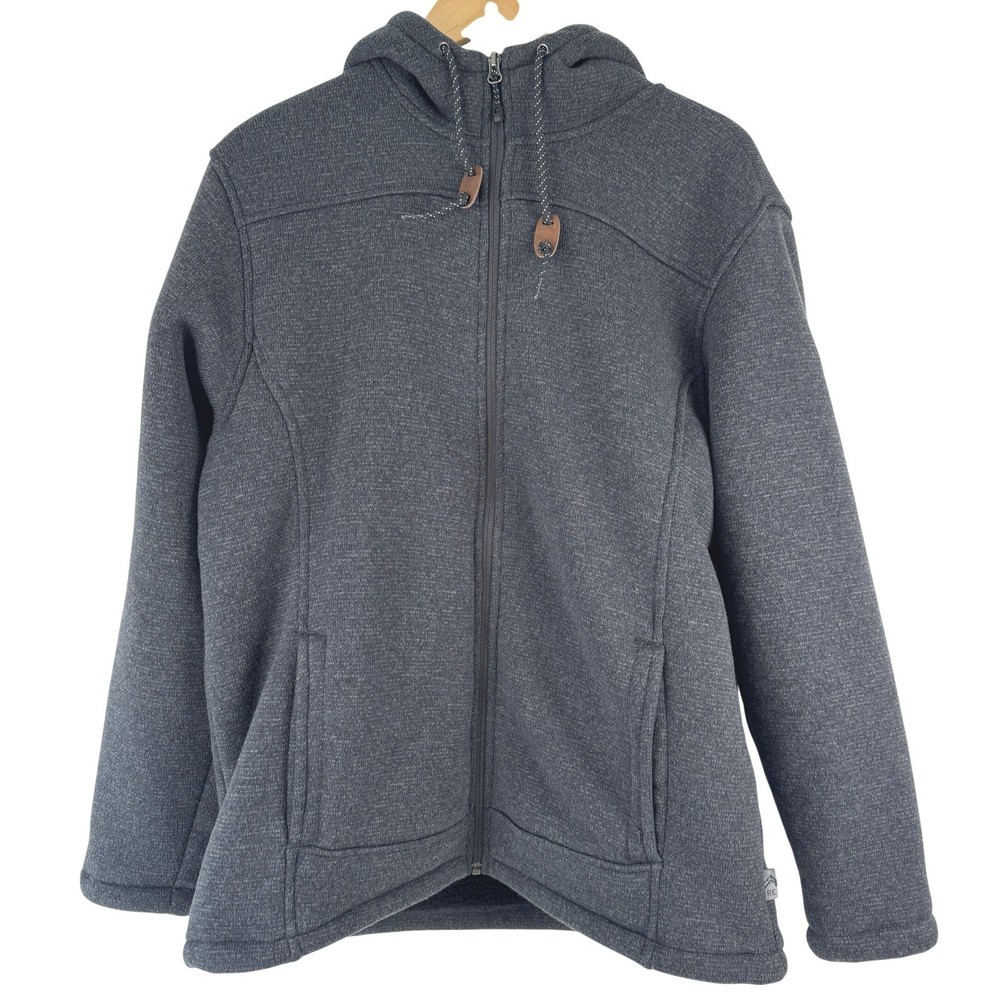 Rugged Elements Mens Fleece Lined Hoodie Charcoal Gray Full Zip Jacket Size M