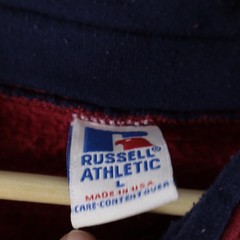 Vintage Russell Athletic Sweatshirt Boxy Burgundy Mock Neck Mens L Made in USA