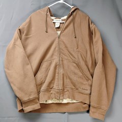 LL Bean Katahdin Iron Works Hoodie Mens Large Brown Sherpa Lined Full Zip Jacket