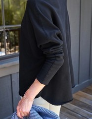 Frank & Eileen Effie Long-Sleeve Funnel Neck Triple Fleece Capelet Large Black