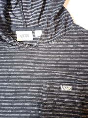Vans Hooded Lightweight Shirt Youth Small Black Striped Vans Logos Long Sleeve