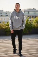 Calvin Klein Men’s Long Sleeve Pullover Hoodie XL Gray Designer City Sports