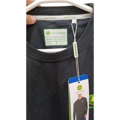 John Deere Men’s Long Sleeve L T-Shirt Embroidered Logo Crew Neck Black NWT