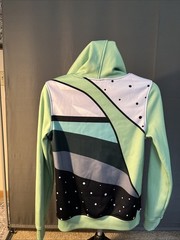 Freshhoods Size Small Lime Green Black White Geometric Print Hoodie EUC