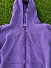 Hollister Men’s Gray Full Zip Hooded Fleece Hoodie Logo Cotton Blend Size S
