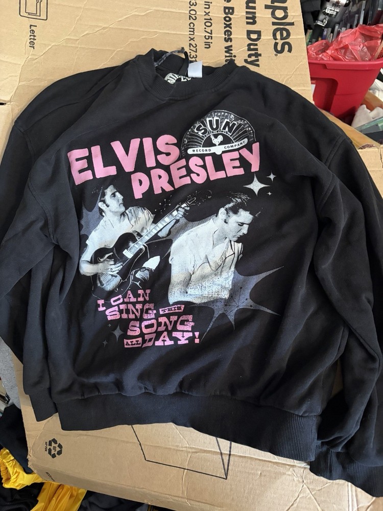 OFFICIAL ELVIS PRESLEY/SUN RECORDS X H&M DIVIDED CREW NECK SWEATSHIRT -WOMEN XXS