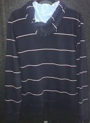 Lacoste L!VE Hoodie Sweater Full Zip Men’s size 7 XXL Navy Blue Red White Stripe