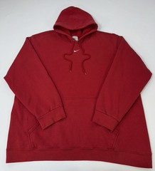 Vintage Nike Center Swoosh Hoodie Sweatshirt Baggy Y2K Deep Red Men’s Size 2XL
