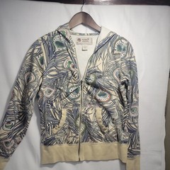 full zip hoodie, One World Special Issue, Med, boho, peacock feather design