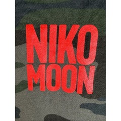 NIKO MOON Camo Pullover Hoodie Olive Green Orange Logo Sweatshirt