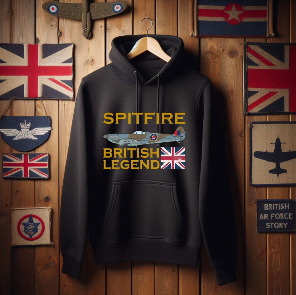 Spitfire hoodie, British Legend Hoodie, Fighter Aircraft Royal Air Force hoodie