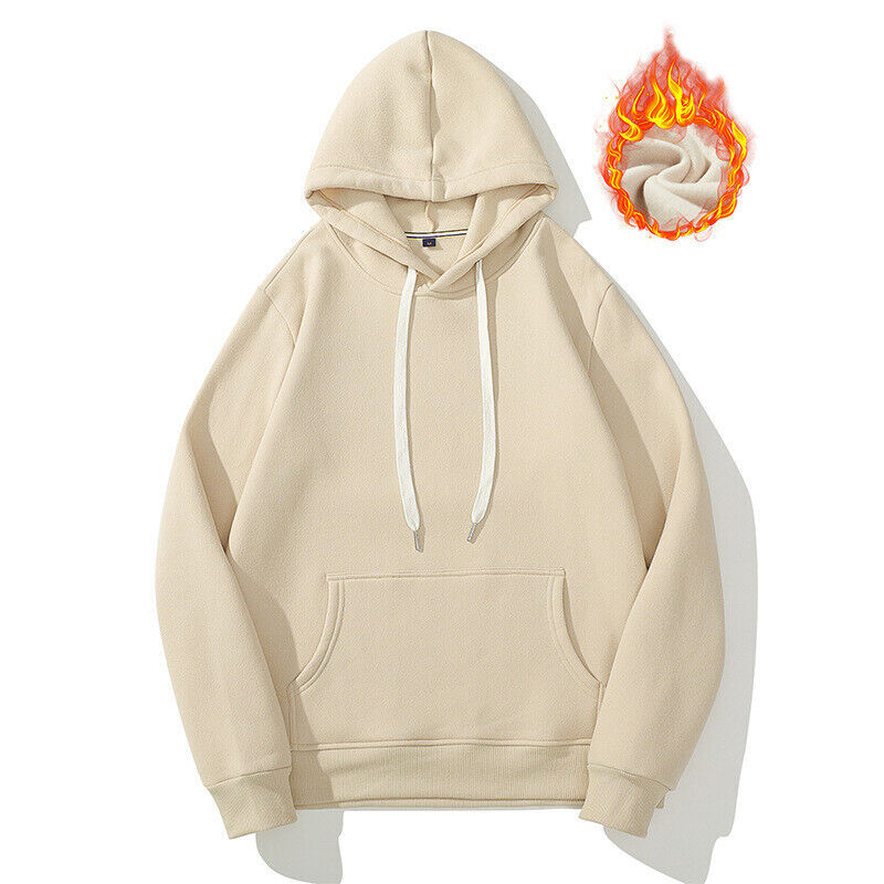 Men’s Pullover Hoodie Warm Fleece Sweatshirt Jumper Sweater Jacket Hood Pockets