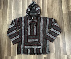 Artesanias Sanfe Mexican Drug Rug Hoodie Poncho Striped Surf Gorpcore Festival L