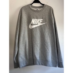 Nike NWOT Mens XXL Club Fleece Crewneck Sweatshirt Gray White Futura Logo