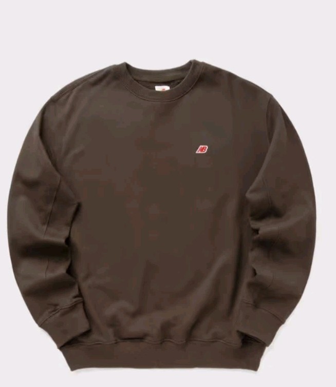 Mens New Balance Made in USA Core Crewneck Sweatshirt SZ Large Dk Brown-red
