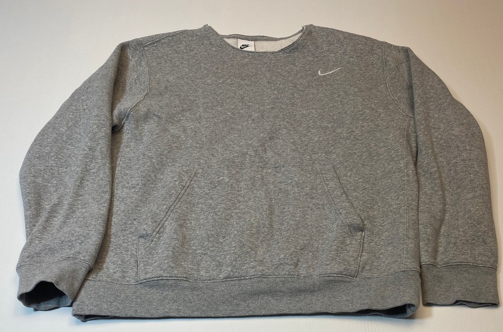Nike Collarless Fleece Sweatshirt Medium Light Heather Grey Pullover Sporty 7628