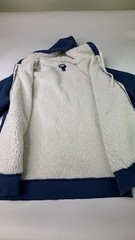 Lands’ End Men’s Blue Large Sherpa Lined Full Zip Hoodie Fleece Pockets W Flaw