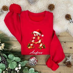 Personalised Alphabet CANDY CANE Family Christmas Jumper | Xmas Sweatshirt
