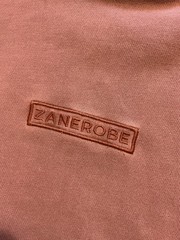 Zanerobe Embroidered Box Logo Coral Pink Salmon Terry Fleece Pullover Hoodie SM