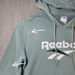Reebok Hoodie Mens Medium Green Yellow Colorblock Classic Logo Pullover
