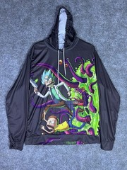 Rick & Morty Lightweight Hoodie Adult Size XL Purple Green Polyester Pullover