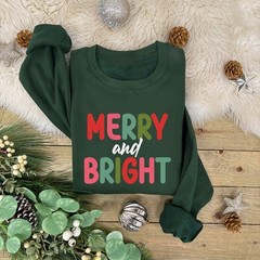 Merry and Bright Family Christmas Jumper | Xmas Sweatshirt | Cute Xmas Jumper