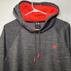 Russell Athletic Tech Fleece Hoodie Sweatshirt Men Size Medium Gray Heather Pink