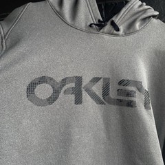 Oakley Men’s XL Gray Pullover Fleece Hoodie Logo Graphic Print Pockets