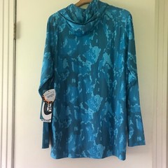 NWT HOOK & TACKLE Men Large Blue Heather UV Block Lightweight Fishing Hoodie